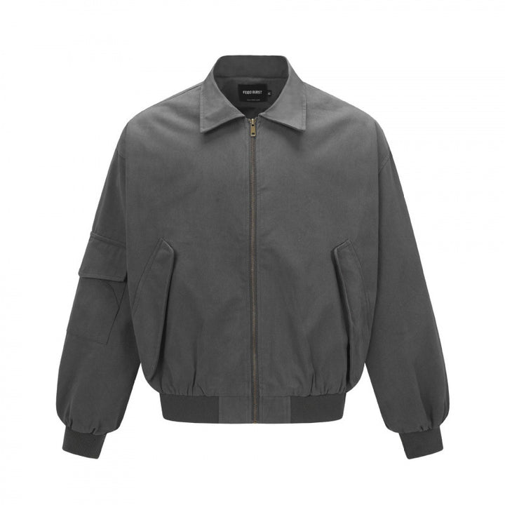 Unisex Oversize Bomber Jacket in Utility Style with Zipper, Flap Pockets and Ribbed Hem Mune Fashion