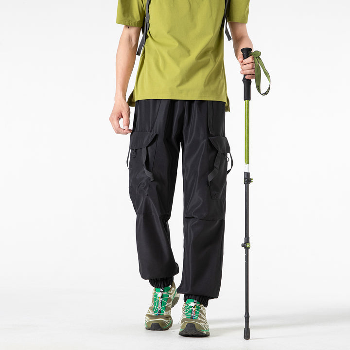 Men's utility cargo jogger pants with elastic waistband, flap pockets and adjustable straps Drune