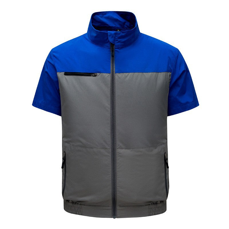 Men's lightweight short sleeve vest with stand-up collar, water-repellent nylon blend and zippered pockets Mune Fashion