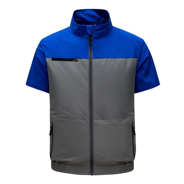 Men's lightweight short sleeve vest with stand-up collar, water-repellent nylon blend and zippered pockets Mune Fashion