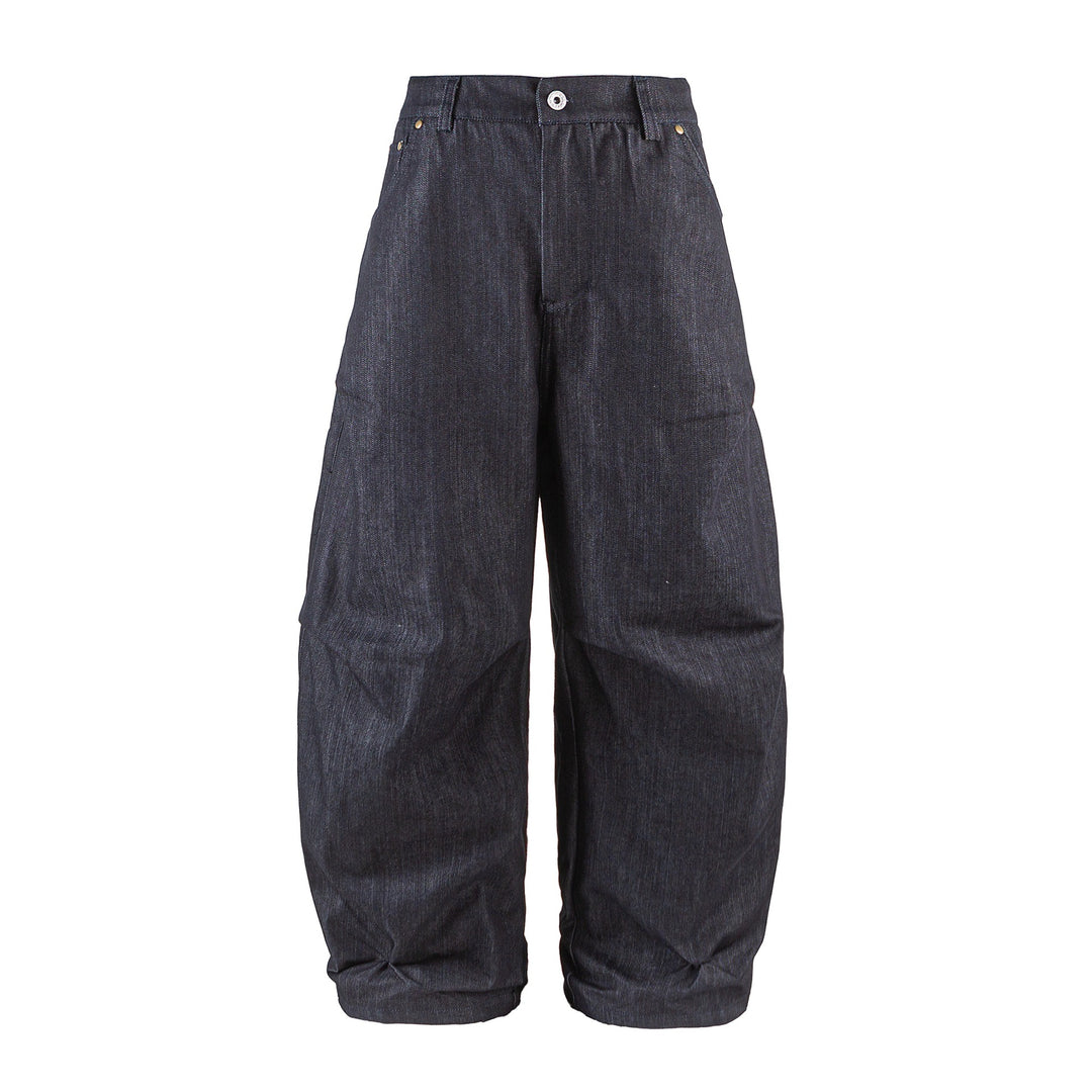 Women Wide Cropped Pants with High Waist, Rolled Cuff and Prominent Knee Pleats Mune Fashion