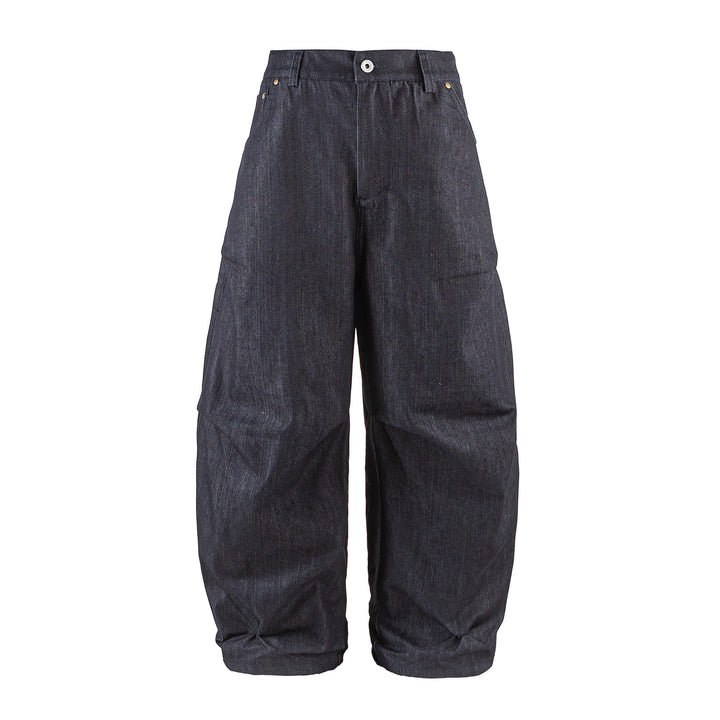 Women Wide Cropped Pants with High Waist, Rolled Cuff and Prominent Knee Pleats Mune Fashion