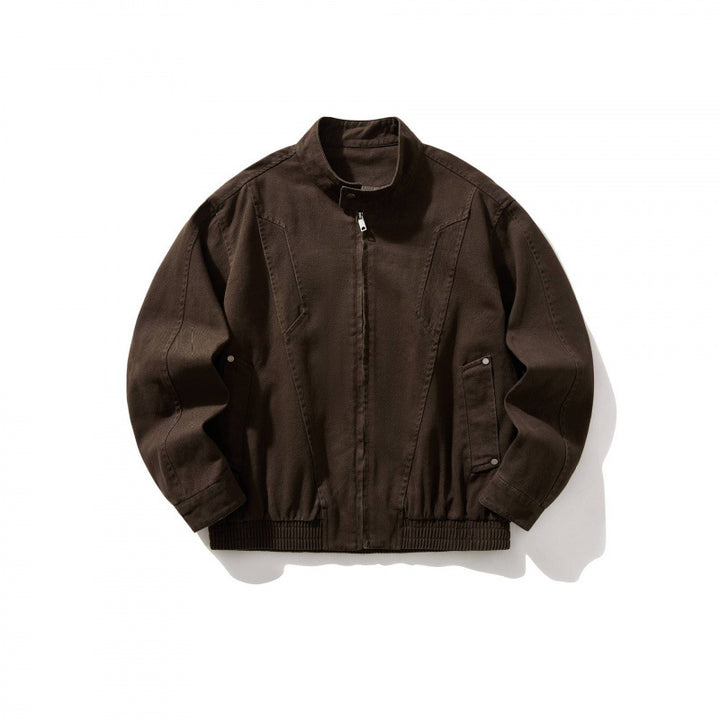 Men's Short Utility Jacket made of durable canvas with stand-up collar, concealed front zip and elastic drawstring hem Mune Fashion