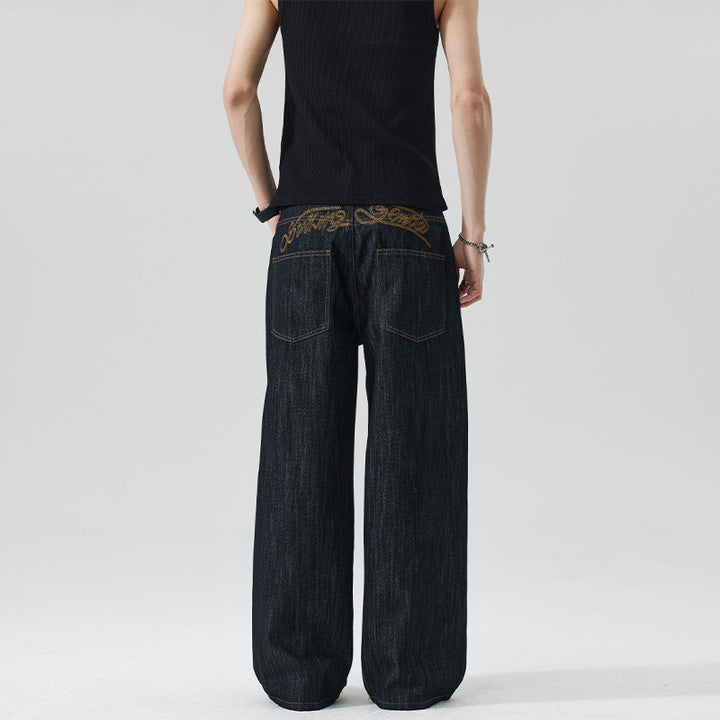 Men's Oversized Denim Palazzo Pants with Extra Wide Leg and Soft Drape Effect Mune Fashion