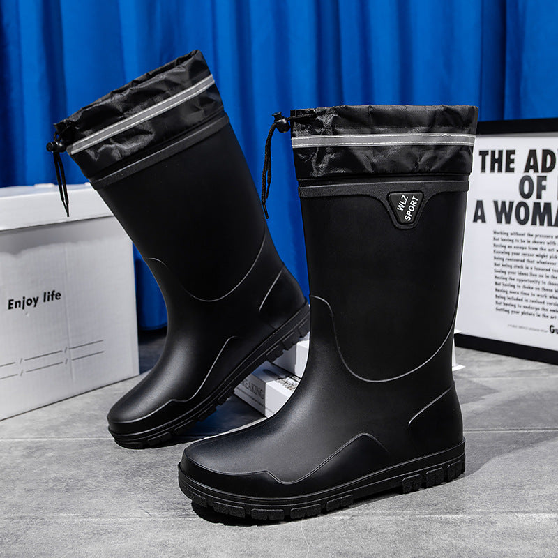 Men's outdoor rubber boots with thermal collar, drawstring closure, and slip-resistant profile sole Mune Fashion