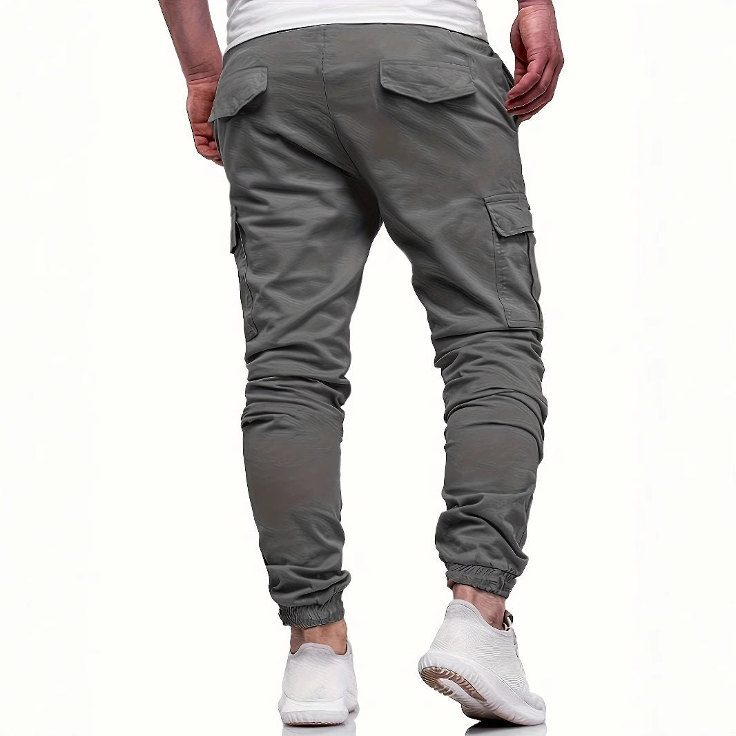 Men's Slim-Tapered Utility Cargo Pants in Jogger Style with Flap and Zipper Pockets Mune Fashion