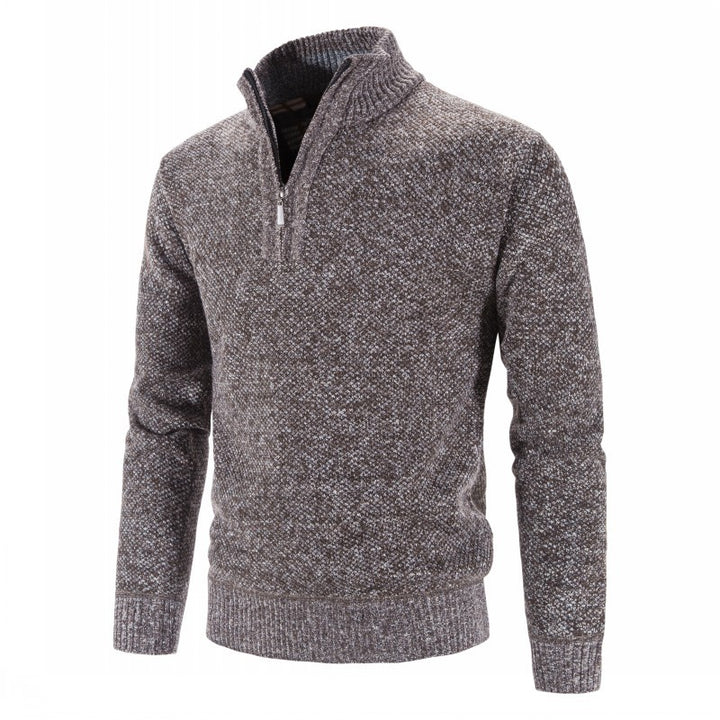 Men's knit sweater with half zip, high collar and structured waffle knit look Mune Fashion