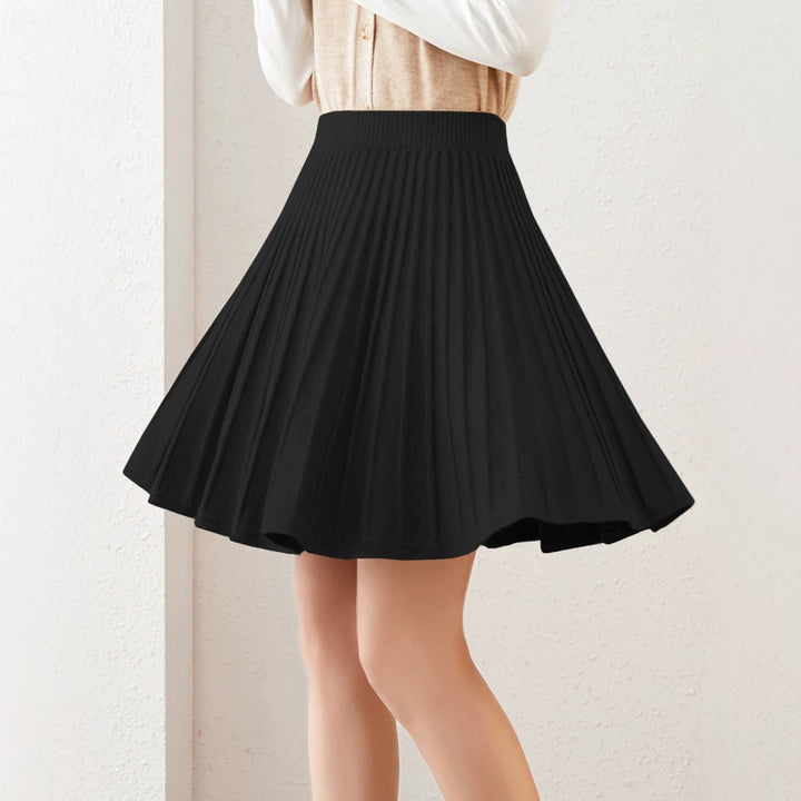 Women's Pleated Wool Skirt with Elastic Waistband Mune Fashion