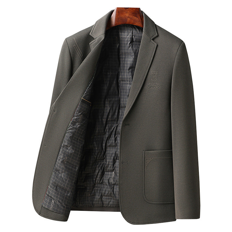 Men's Half-lined Blazer with Embroidered Graphics and Welt Pockets Mune Fashion