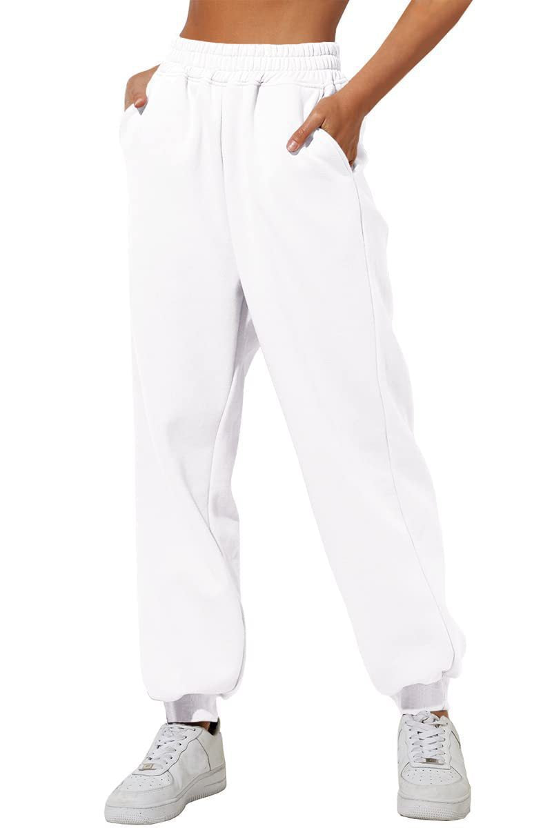 Women's wide High-Waist jogging pants with soft creases, elastic comfort waistband, and ribbed ankle cuffs Mune Fashion