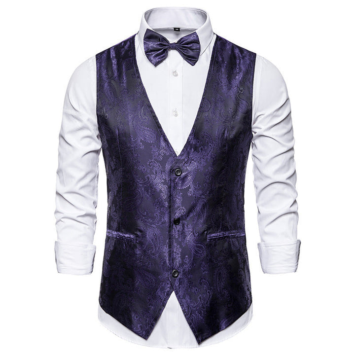 Men's Elegant Suit Vest with Fine Paisley Pattern Mune