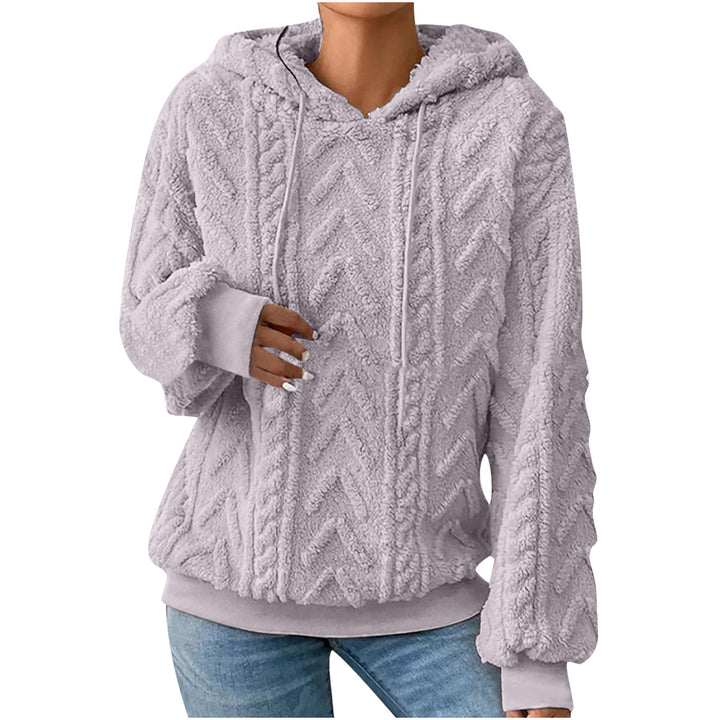 Women's hooded sweater with cable pattern, side pockets and ribbed cuffs Mune Fashion