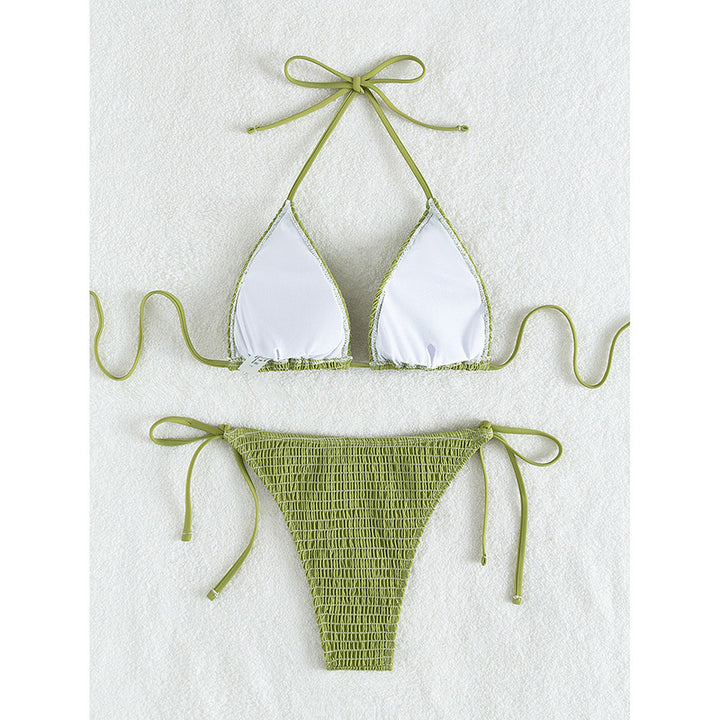 Women's triangle bikini with refined knot details and textured surface Mune Fashion