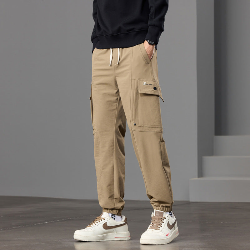 Men's Tapered Cargo Jogger Pants with Knee Inserts, Drawstring Waistband and Flap Pockets Mune Fashion