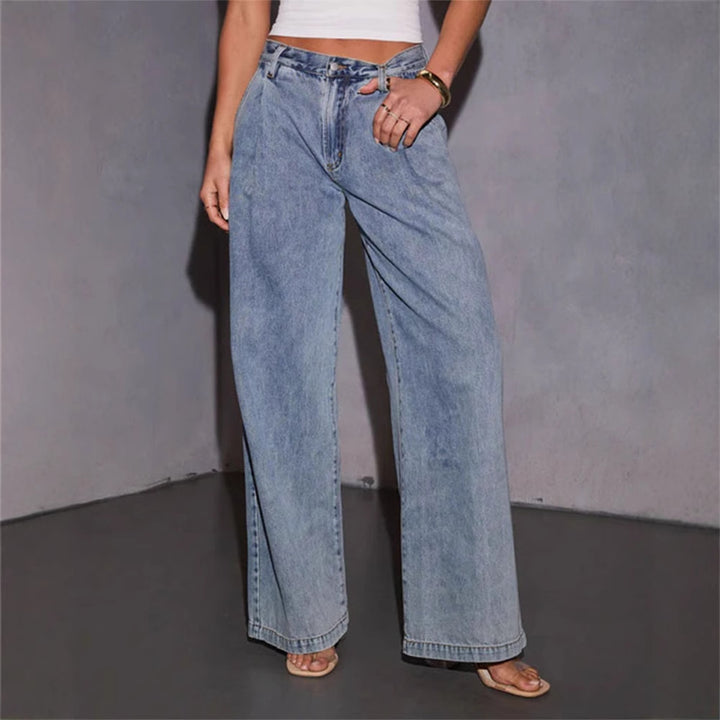 Women's wide high-waist jeans with wide leg, casual fit and soft denim finish Mune Fashion