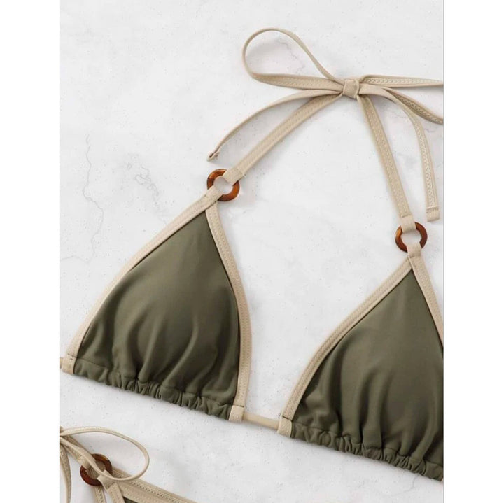 Women's Triangle Bikini with Adjustable Straps and Elegant Accents Mune Fashion