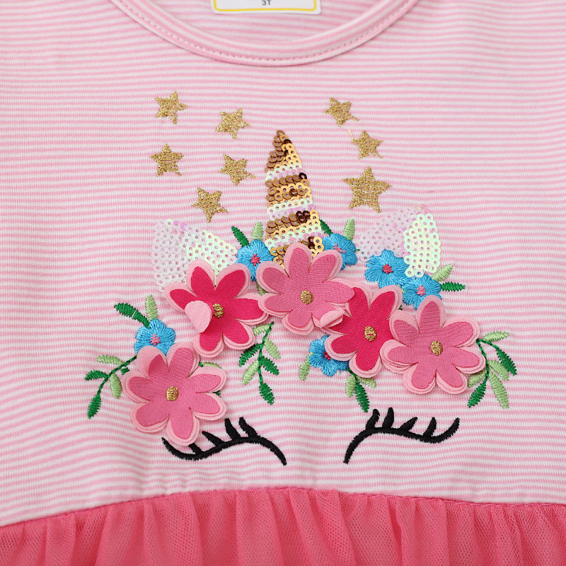 Girl's casual dress with charming floral embroidery Mune Fashion