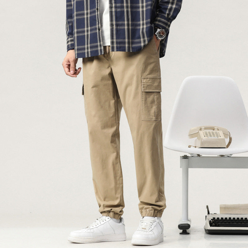 Men Tapered Cargo-Jogger Pants with Drawstring Waist, Flap Pockets and Elastic Ankle Cuffs Mune Fashion