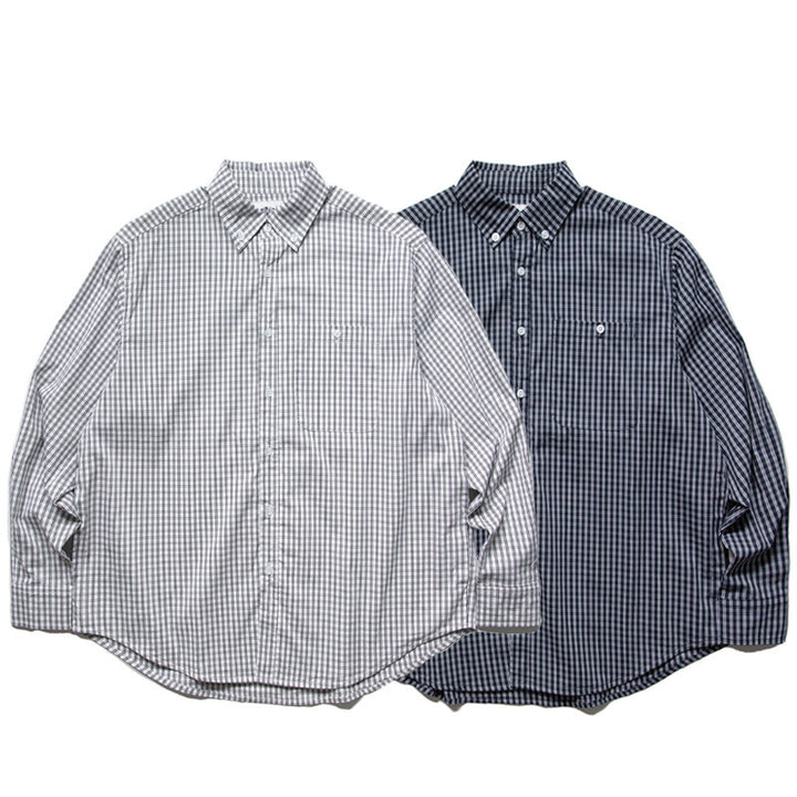 Men's Oversized Checked Shirt in Boxy Cut with Button-Down Collar and Curved Hem Mune Fashion
