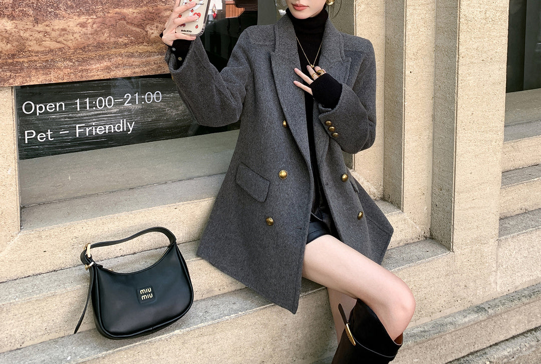 Ladies Elegant Wool Coat Mune Fashion