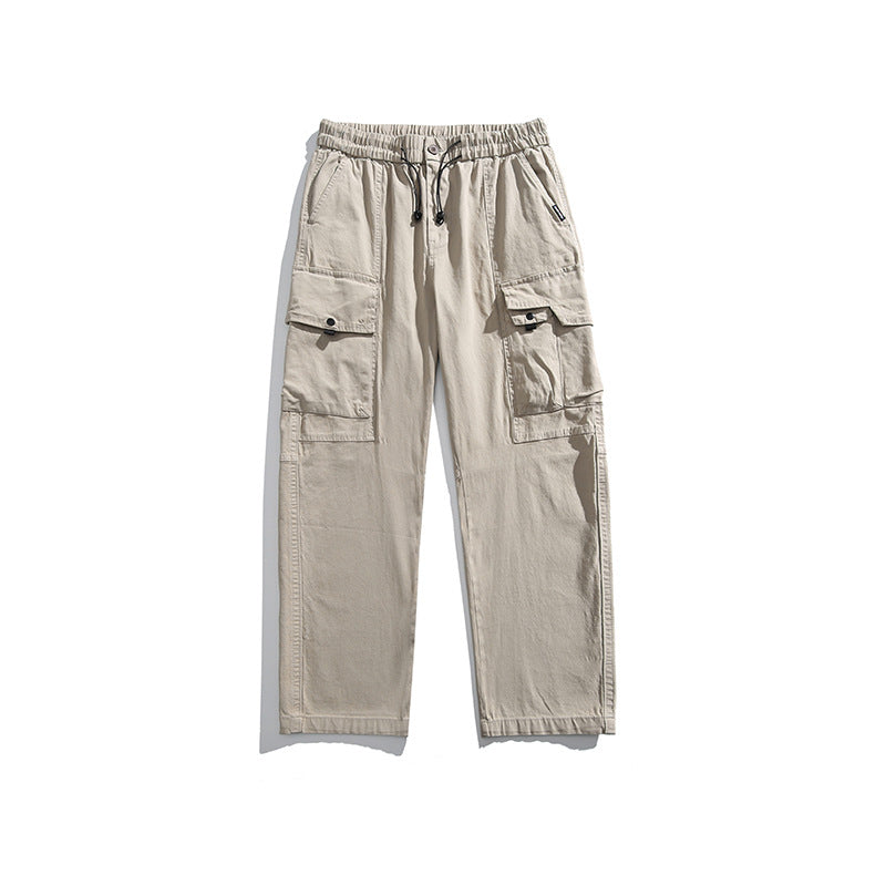 Men's Lightweight Utility Cargo Pants made of Cotton Blend with Elastic Waistband, Drawstring, and Multiple Pockets Mune Fashion