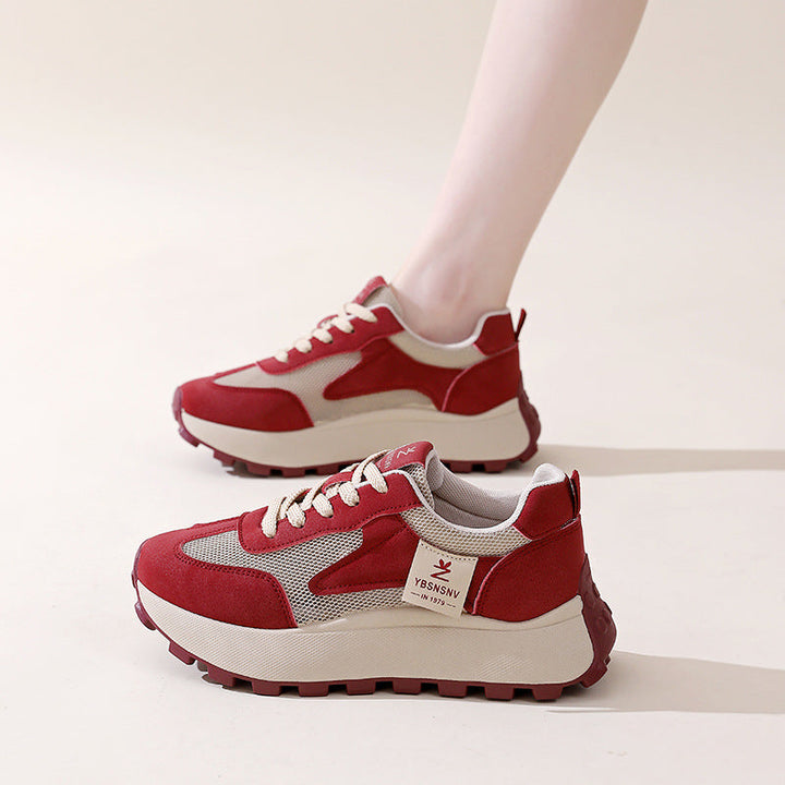 Ladies Sporty Sneakers with Breathable Mesh Inserts and Cushioning Sole Mune Fashion