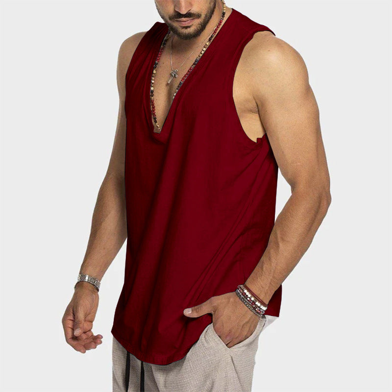 Men's deeply cut sleeveless top with V-neck and relaxed flowing fit Mune Fashion