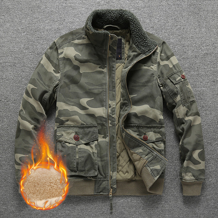 Men's Padded Utility Field Jacket with Teddy Collar and Multiple Pockets Mune Fashion