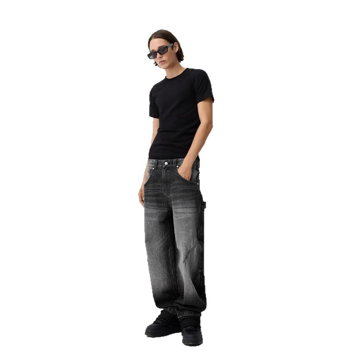 Men's relaxed carpenter jeans with wide leg, low crotch and stonewashed used look Mune Fashion