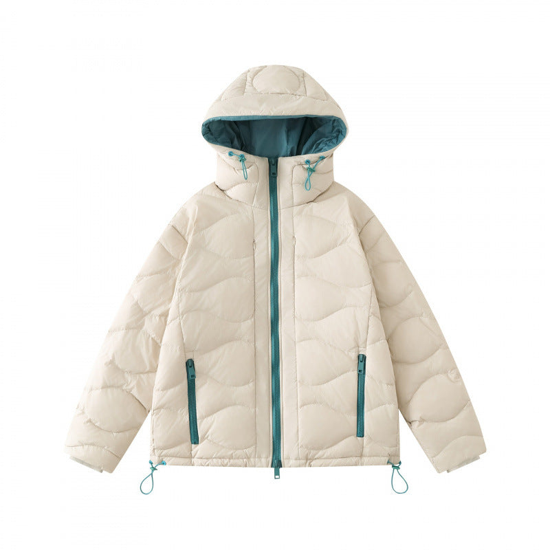 Unisex Short cut padded hooded jacket with wave quilting, two-way zipper and adjustable hem Mune Fashion