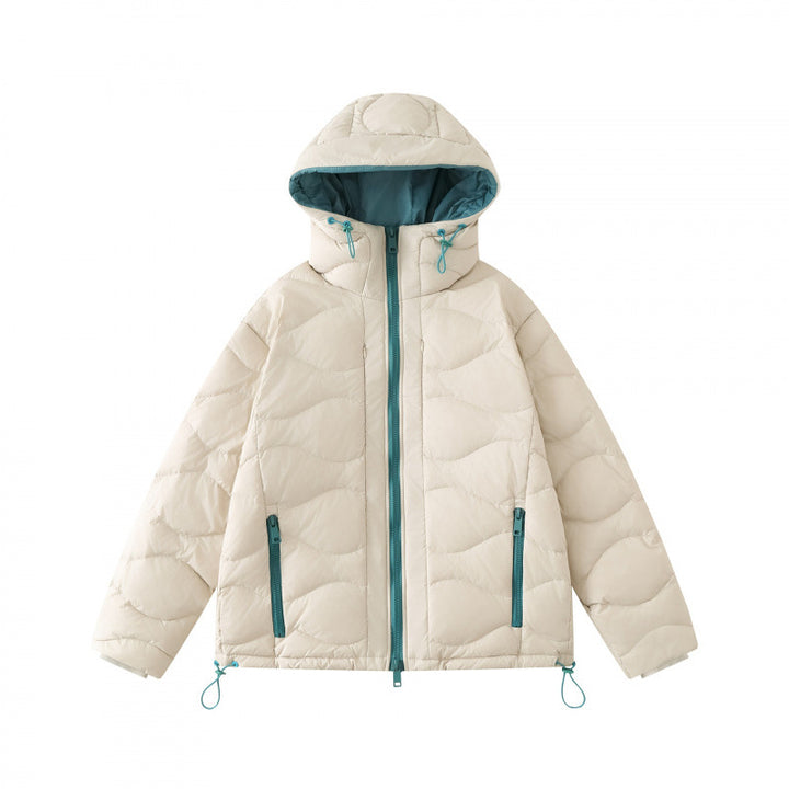 Unisex Short cut padded hooded jacket with wave quilting, two-way zipper and adjustable hem Mune Fashion