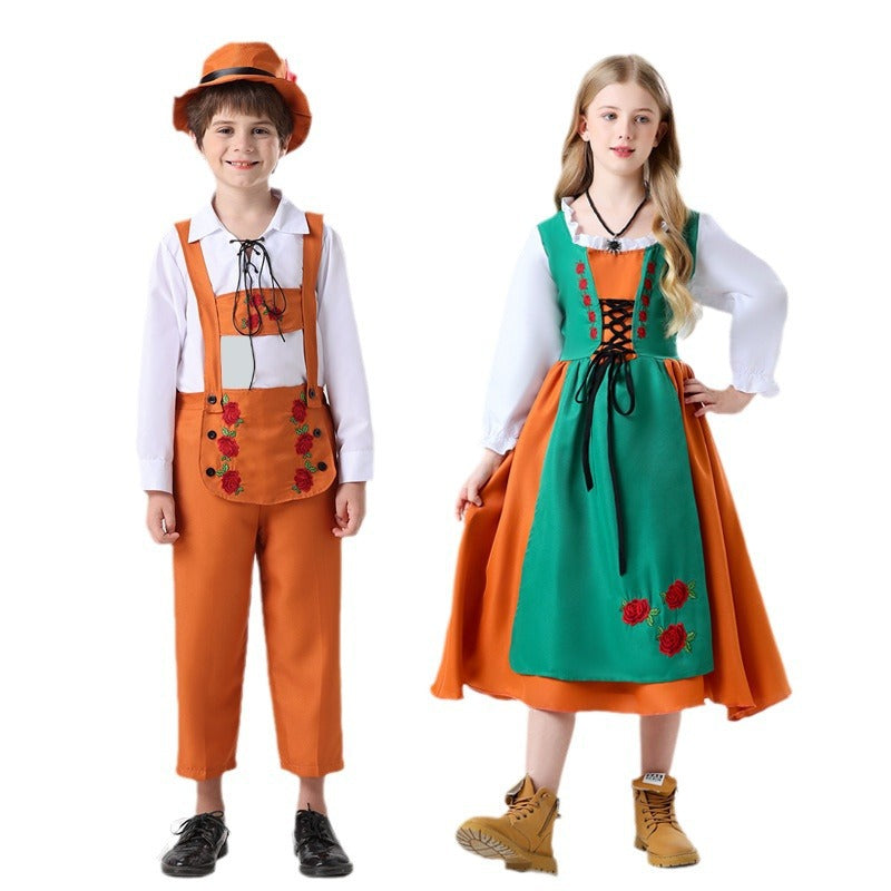 Ladies nan folkloric children's dirndl with laced bodice and embroidered apron Mune Fashion
