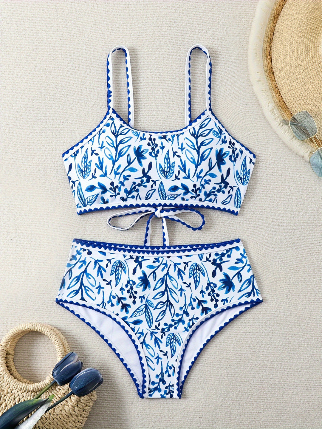 Ladies High-Waisted Bikini Set with Floral Design Mune Fashion