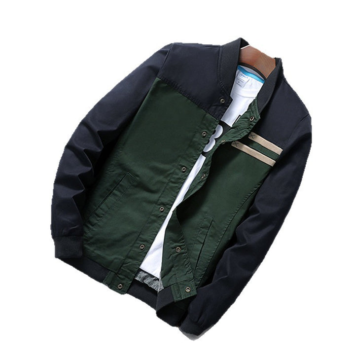 Men's two-tone cotton twill bomber jacket with snap button closure and ribbed cuffs Mune Fashion