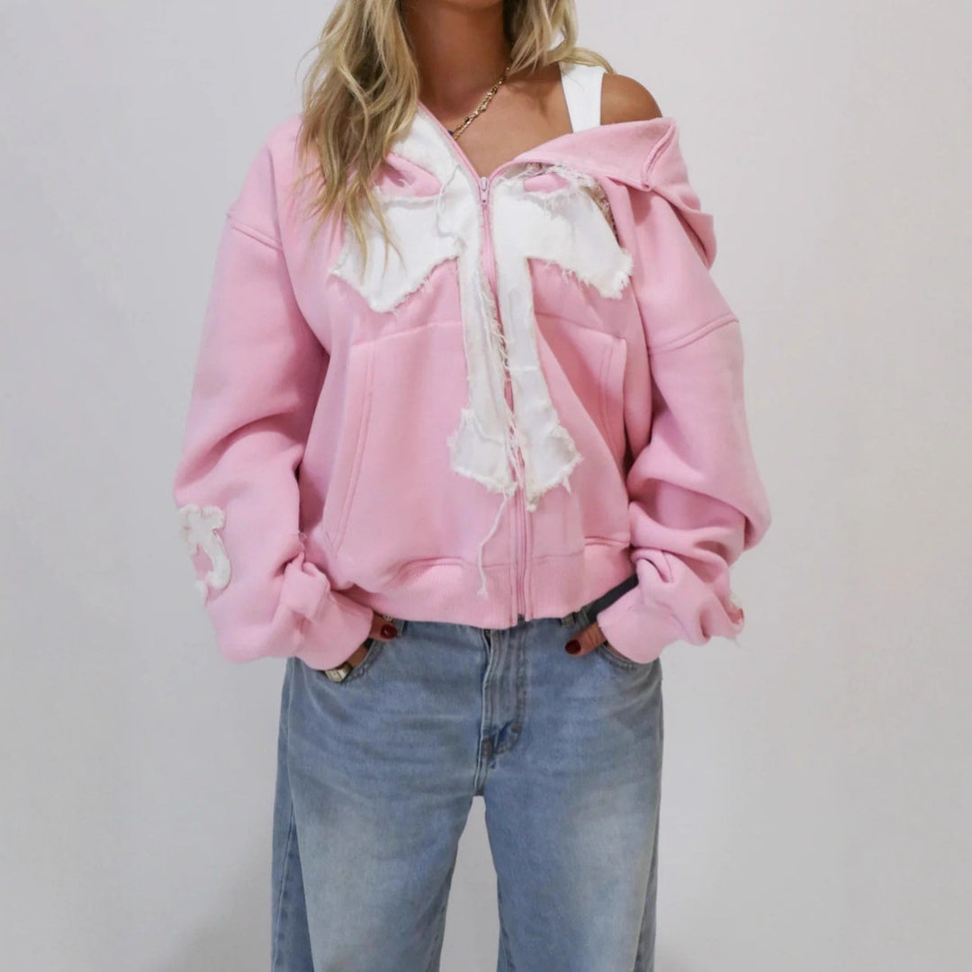 Women's Fashionable Hoodie with Creative Patches