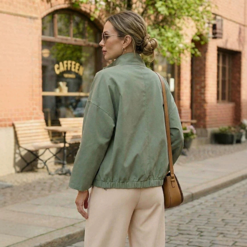 Women's Short Leisure Jacket with High Collar