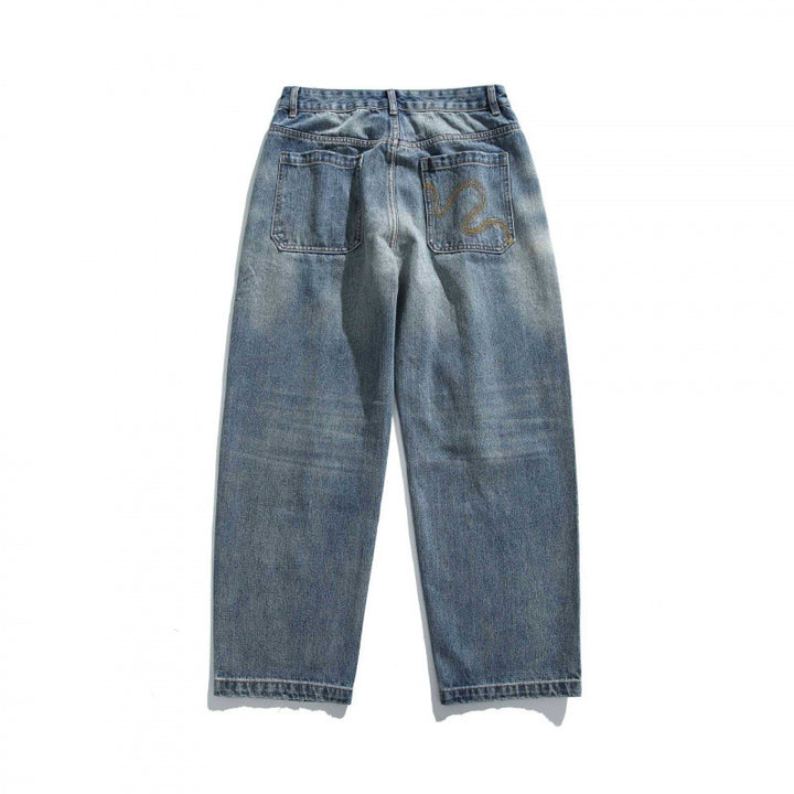 Unisex Loose Vintage Denim Jeans with Destroy Details and Paint Splatter Mune Fashion