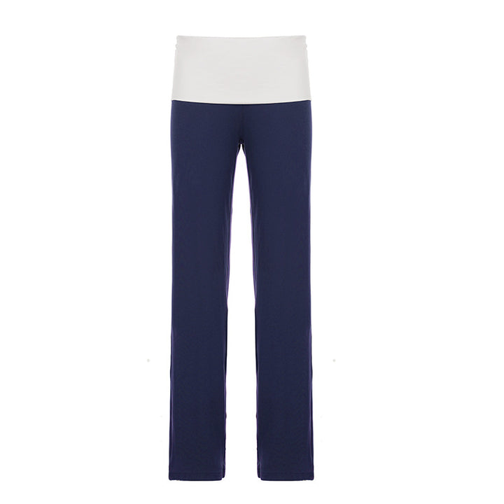Women’s soft yoga lounge pants with foldable waistband and wide leg Mune Fashion