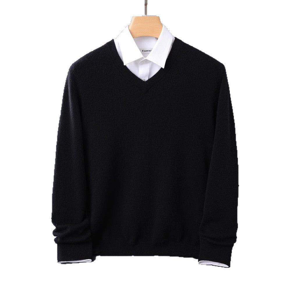 Men's fine V-neck sweater made from merino-cashmere blend with ribbed cuffs Mune Fashion
