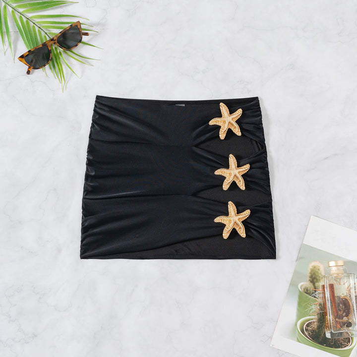 Women's Beach Skirt with Elegant Cut-Outs and Sparkling Shell Details Mune Fashion