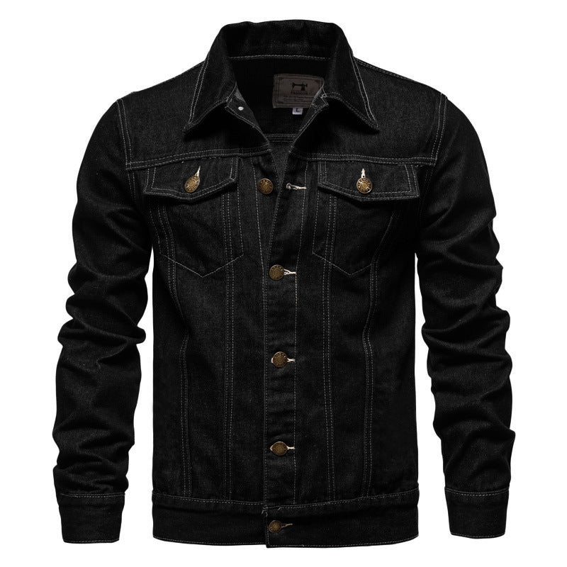 Men's tailored denim jacket with chest pockets, full button placket and contrast stitching Mune Fashion