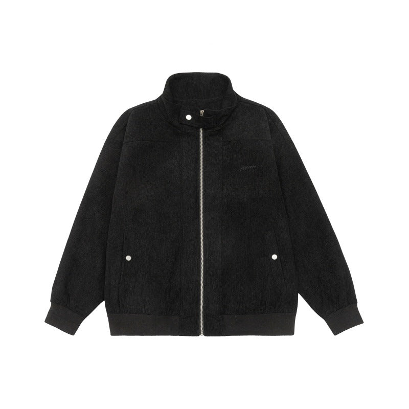 Unisex Teddy-Fleece Bomber Jacket with Stand-Up Collar and Snap Pockets Mune Fashion