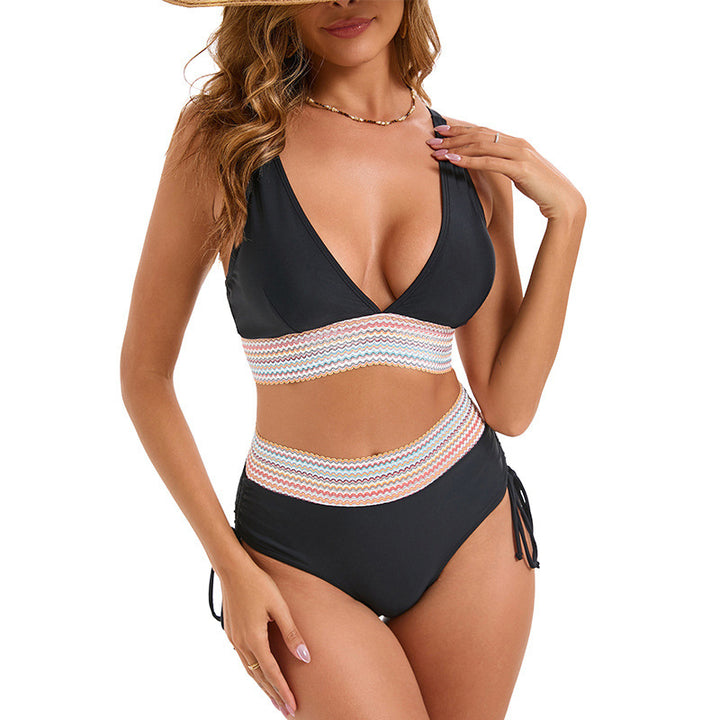 Women High-Waisted Bikini with Sophisticated Lace-Up Back Mune Fashion