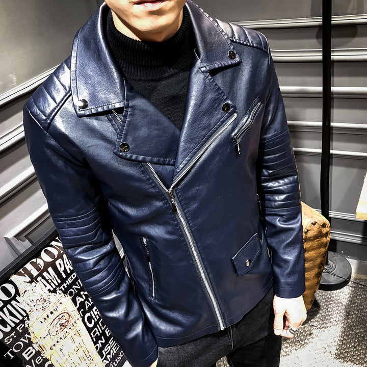 Men Stylish Faux Leather Biker Jacket Mune Fashion