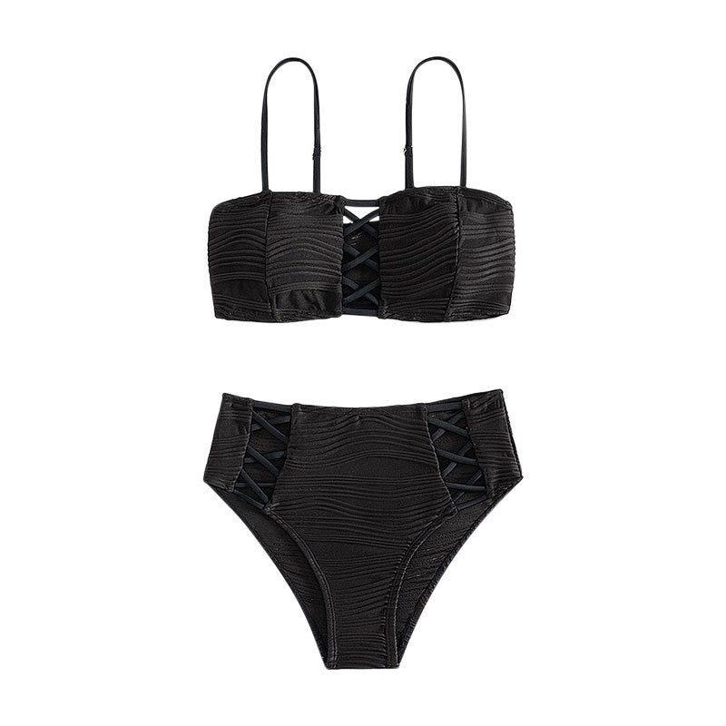 Ladies Bikini Set with textured surface and decorative inserts Mune Fashion