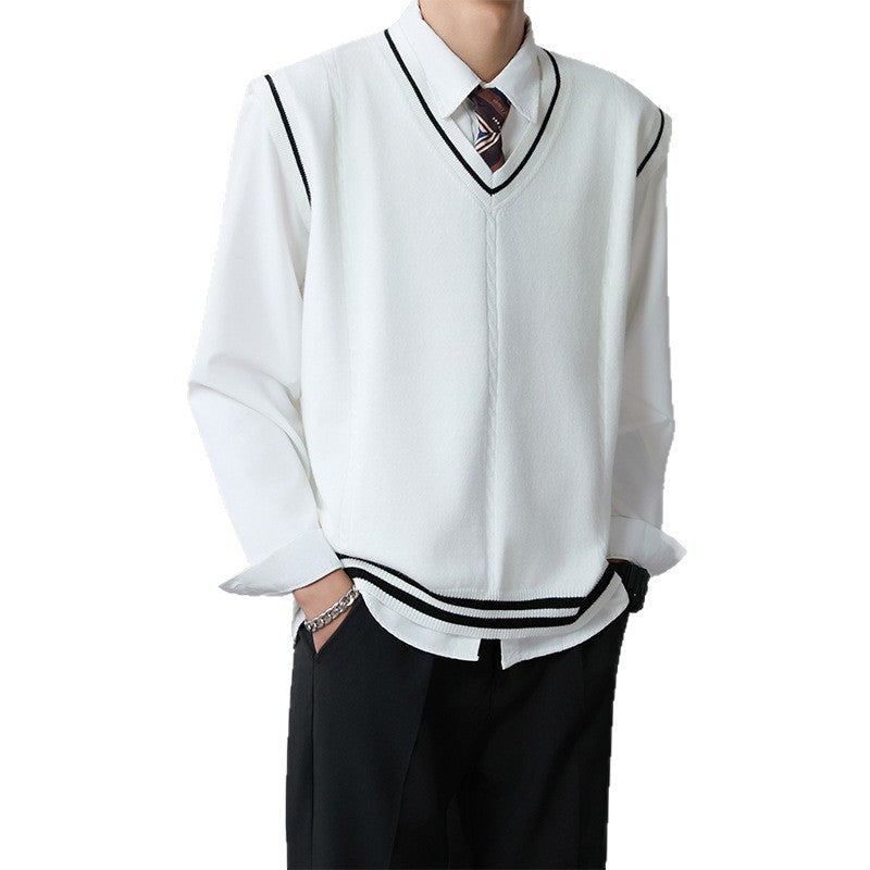 Men's Elegant V-Neck Knit Sweater with Button Placket Mune Fashion