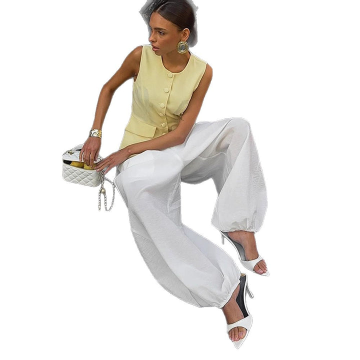 Women Lightweight Balloon Pants with Elastic Waistband, Drawstring & Ruched Ankle Cuff Mune Fashion
