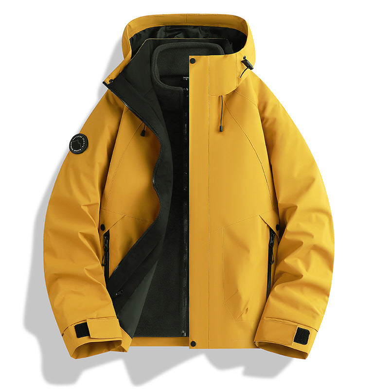 Men's waterproof softshell jacket with hood and fleece lining Mune Fashion