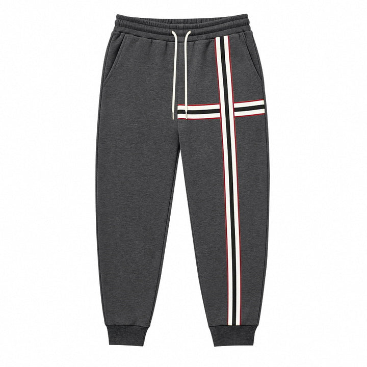 Men's joggers with contrasting side and cross stripes Mune Fashion
