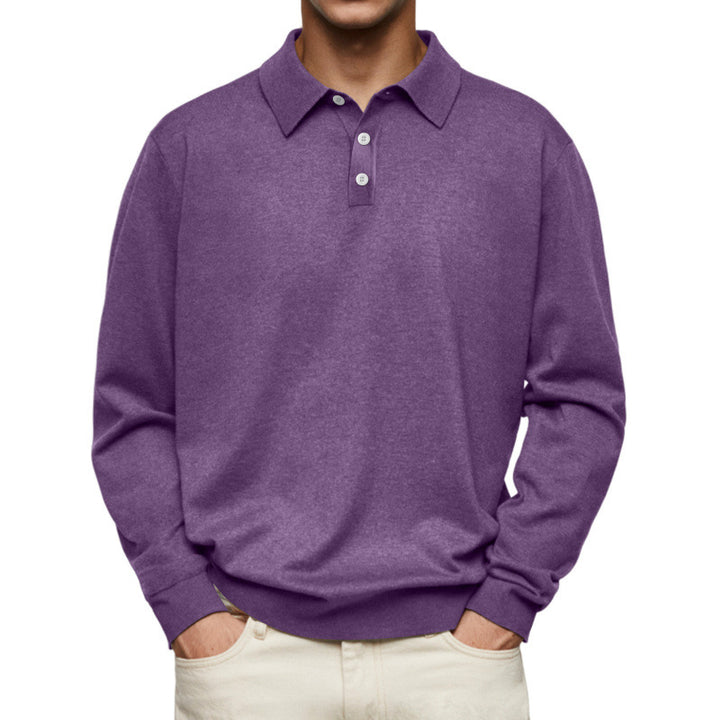 Men's fine knit polo shirt with button placket and ribbed cuffs Mune Fashion